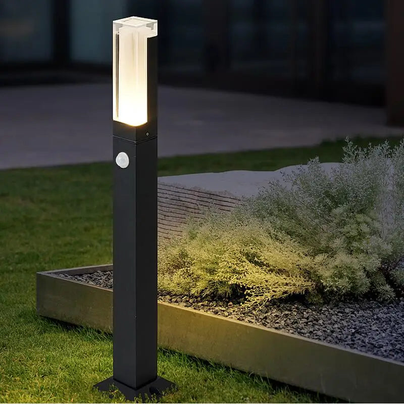 12W 27CM 40CM 60CM 80CM With Motion Sensor LED Garden Lamp Modern Aluminum Pillar Outdoor Courtyard Villa Landscape Lawn Light