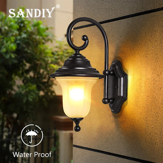 Europe Outdoor Porch Light Retro Wall Lamps Waterproof Vintage Led Lighting for House Gate Patio Aisle Exterior Sconce E27/E26