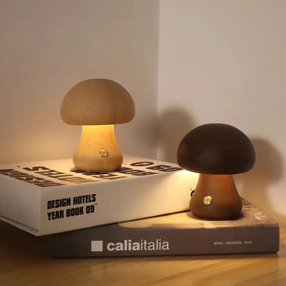 Stone Lampe Wooden Mushroom