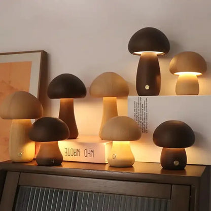 Stone Lampe Wooden Mushroom