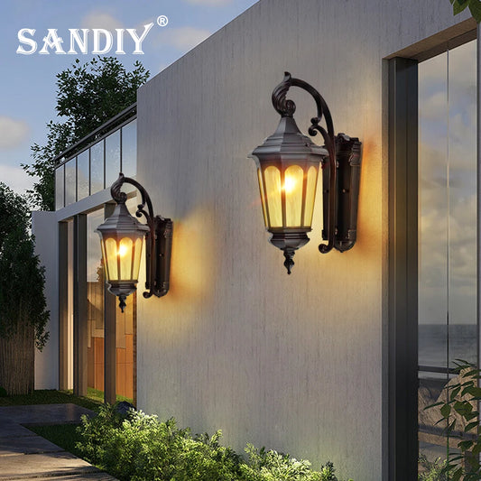 SANDIY Outdoor Porch Light Chandelier Post Wall Lamp Waterproof Vintage Led Lighting for House Gate Patio Aisle Exterior Sconce