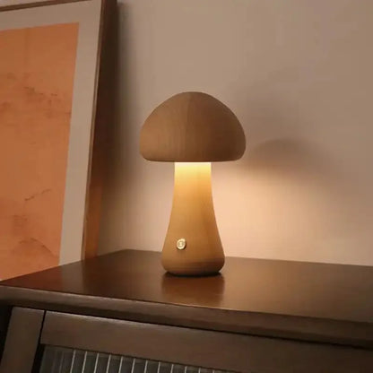 Stone Lampe Wooden Mushroom